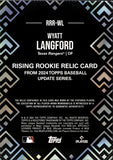 2024 Wyatt Langford Topps Update RISING ROOKIE JERSEY RELIC #RRR-WL Texas Rangers