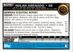 2010 Nolan Arenado Bowman Chrome 1ST BOWMAN REFRACTOR 611/777 #BCP91 Colorado Rockies