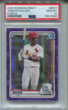 2020 Jordan Walker Bowman Chrome Draft 1ST BOWMAN PURPLE REFRACTOR 062/250 PSA 10 #BD57 St. Louis Cardinals 5866 *Scratched Case*