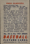 1951 Ewell Blackwell Bowman #24 Cincinnati Reds BV $40