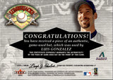 2001 Luis Gonzalez Fleer Platinum LUMBERJACKS BAT RELIC #LUGO Arizona Diamondbacks