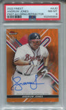 2022 Andruw Jones Topps Finest ORANGE WAVE REFRACTOR AUTO 08/25 AUTOGRAPH PSA 8 #AJO Atlanta Braves HOF 5654