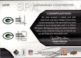 2008 Brett Favre Aaron Rodgers Upper Deck SPx WINNING COMBOS DUAL JERSEY 27/49 RELIC #WC55 Green Bay Packers