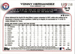 2022 Yonny Hernandez Topps Chrome ROOKIE BLUE REFRACTOR AUTO 072/250 AUTOGRAPH RC #RA-YH Texas Rangers