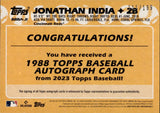 2023 Jonathan India Topps BLACK 1988 DESIGN AUTO 111/199 AUTOGRAPH #88BA-JI Cincinnati Reds