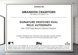 2024 Brandon Crawford Topps Museum Collection SIGNATURE SWATCHES DUAL JERSEY AUTO 204/299 AUTOGRAPH RELIC #SWDRA-BC San Francisco Giants