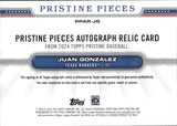 2024 Juan Gonzalez Topps Pristine PIECES GOLD REFRACTOR JERSEY AUTO 49/50 AUTOGRAPH RELIC #PPAR-JG Texas Rangers