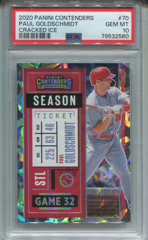 2020 Paul Goldschmidt Panini Contenders CRACKED ICE 19/23 PSA 10 #70 St. Louis Cardinals 2560