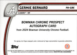 2024 Germie Bernard Bowman University Chrome 1ST BOWMAN ROOKIE AUTO AUTOGRAPH #PA-GBE Pittsburgh Steelers 1
