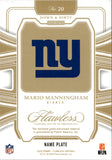 2025 Mario Manningham Panini Flawless DOWN & DIRTY EMERALD GREEN NAMEPLATE LETTER "G" 07/10 RELIC #20 New York Giants