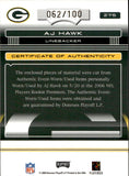 2006 A.J. Hawk Playoff Absolute ROOKIE TRIPLE JERSEY AUTO 062/100 AUTOGRAPH RELIC #275 Green Bay Packers