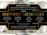 2024 Richard Hamilton Shawn Marion Ron Artest Andrei Kirilenko Leaf In the Game Used RED FOIL DRAFT NIGHT MEMORIES QUAD JERSEY 1/4 RELIC #DNM-7 Pistons Suns Bulls Jazz
