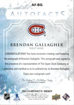 2023-24 Brendan Gallagher Upper Deck Artifacts AUTOFACTS AUTO AUTOGRAPH #AF0BG Montreal Canadians