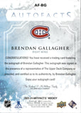 2023-24 Brendan Gallagher Upper Deck Artifacts AUTOFACTS AUTO AUTOGRAPH #AF0BG Montreal Canadians