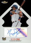 2006 Nelson Cruz Topps Finest BLACK REFRACTOR ROOKIE AUTO 21/99 AUTOGRAPH RC #153 Texas Rangers