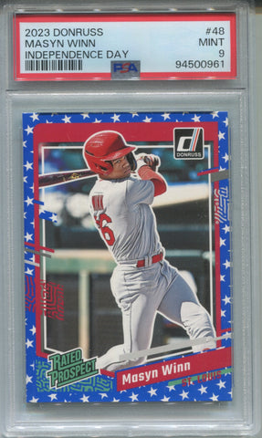 2023 Masyn Winn Panini Donruss INDEPENDENCE DAY RATED PROSPECT PSA 9 #48 St. Louis Cardinals 0961