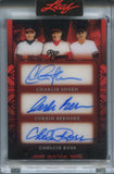 2025 Charlie Sheen Corbin Bernsen Chelcie Ross Leaf Red Carpet BLACK FOIL TRIPLE AUTO 2/2 AUTOGRAPH #TA-13 Major League