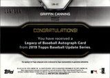 2019 Griffin Canning Topps Update LEGACY OF BASEBALL 150TH ANNIVERSARY ROOKIE AUTO 118/150 AUTOGRAPH RC #LBA-GC Anaheim Angels