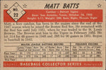 1953 Matt Batts Bowman Black and White #22 Detroit Tigers BV $40