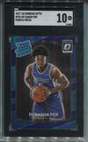 2017-18 De'Aaron Fox Donruss Optic RATED ROOKIE PURPLE PRIZM RC SGC 10 #196 SACRAMENTO KINGS 6828