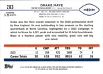 2024 Drake Maye Topps Chrome Sapphire Edition ROOKIE RC #203 New England Patriots