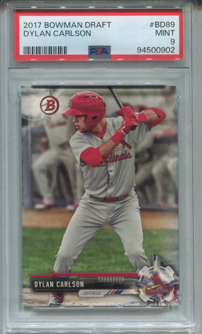 2017 Dylan Carlson Bowman Draft ROOKIE RC PSA 9 #BD89 St. Louis Cardinals 0902