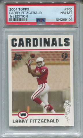 2004 Larry Fitzgerald Topps 1ST EDITION ROOKIE RC PSA 8 #360 Arizona Cardinals 9101