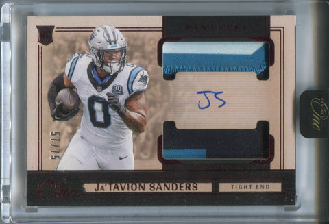 2024 Ja'Tavion Sanders Panini One RED ROOKIE DUAL PATCH AUTO 57/75 AUTOGRAPH RELIC #47 Carolina Panthers