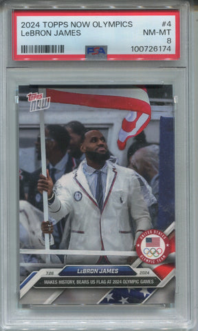 2024 LeBron James Topps Now Olympics PSA 8 #4 Los Angeles Lakers USA Basketball 6174
