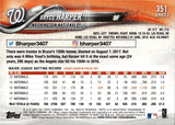 2018 Bryce Harper Topps Series 2 SP VARIATION #351 Washington Nationals