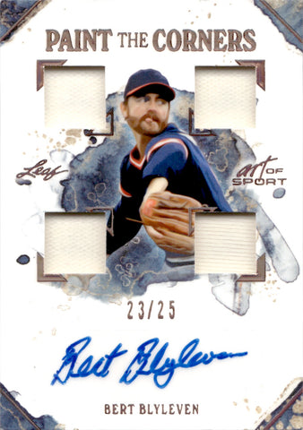 2021 Bert Blyleven Leaf Art of Sport PAINT THE CORNERS QUAD JERSEY AUTO 23/25 AUTOGRAPH RELIC #PC-BB1 Minnesota Twins HOF