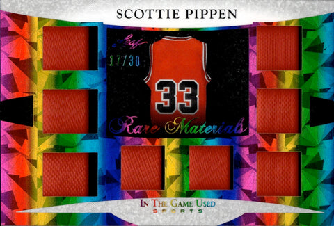 2024 Scottie Pippen Leaf In the Game Used RARE MATERIALS OCTO JERSEY 17/30 Chicago Bulls #RM-28