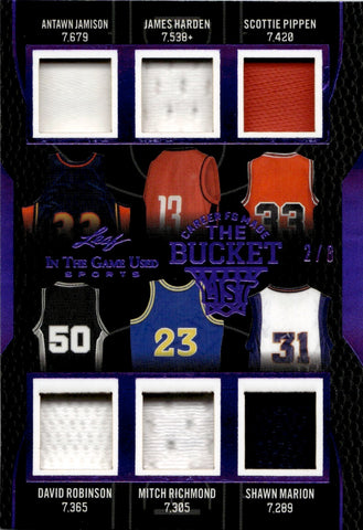 2024 Jamison/Harden/Pippen/Robinson/Richmond/Marion Leaf In the Game Used THE BUCKET LIST JERSEY 2/8 #TBL-7