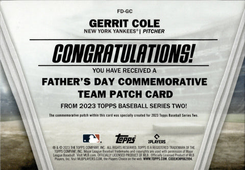 2023 Gerrit Cole Topps Series 2 SP BLUE FATHER'S DAY COMMEMORATIVE TEA