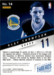 2014-15 Klay Thompson Panini Threads AUTHENTIC THREADS JERSEY 08/78 RELIC #14 Golden State Warriors