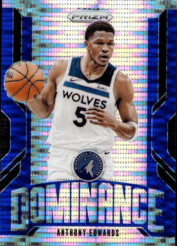 2024-25 Anthony Edwards Panini Prizm DOMINANCE BLUE PULSAR 18/99 Minnesota Timberwolves #9