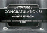 2020 Dee Bradley Baker as Bossk Autograph Topps Star Wars Masterwork #A-DBB AUTO