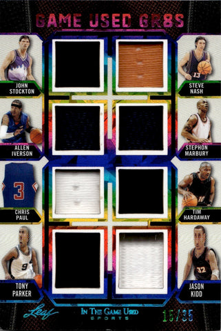 2024 Stockton/ Iverson/ Paul/ Parker/ Nash/ Marbury/ Hardaway/ Kidd Leaf In the Game Used GR8S JERSEY 15/35 Jazz/ 76ers/ Clippers/ Spurs/ Suns/ Heat #GUG16