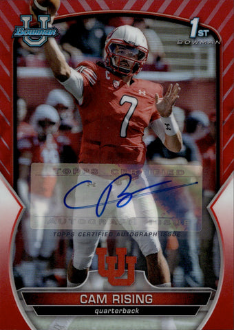 2022 Cam Rising Bowman University Chrome 1ST BOWMAN ROOKIE RED REFRACTOR AUTO 3/5 AUTOGRAPH #76 Utah Utes