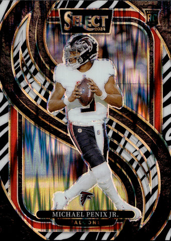 2024 Michael Penix Jr. Panini Select ZEBRA PREMIER LEVEL SP RC #110 Atlanta Falcons
