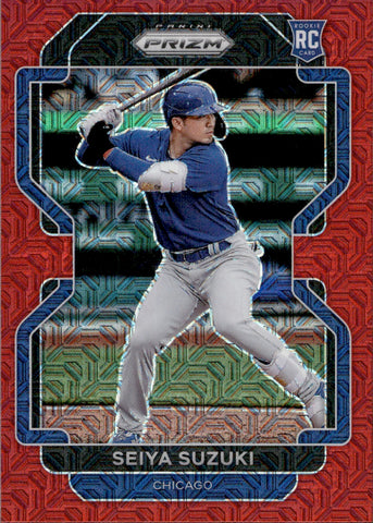 2022 Seiya Suzuki Panini Prizm ROOKIE RED MOJO JERSEY NUMBER 027/149 RC #46 Chicago Cubs