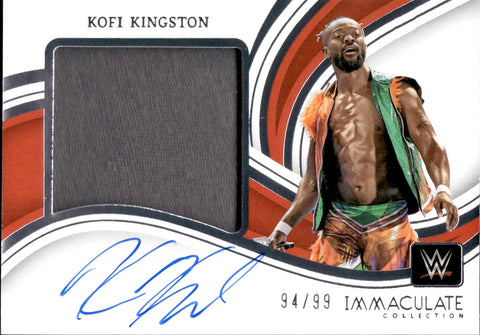 2023 Kofi Kingston Panini Immaculate Collection WWE JUMBO SHIRT AUTO 94/99 AUTOGRAPH RELIC #MA-KKG Monday Night Raw