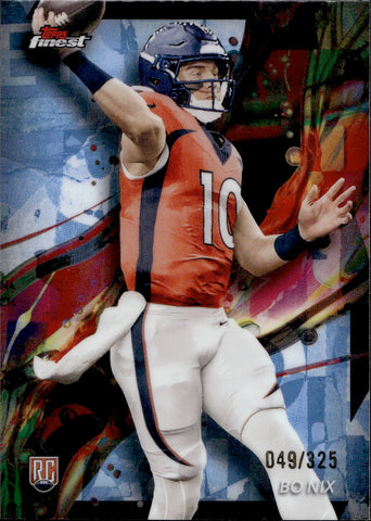 2024 Bo Nix Topps Finest SKY BLUE REFRACTOR ROOKIE 049/325 RC #63 Denver Broncos
