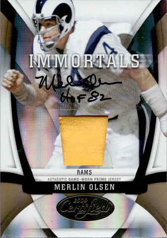 2009 Merlin Olsen Panini Certified IMMORTALS PATCH AUTO 14/25 AUTOGRAPH RELIC #215 Los Angeles Rams HOF