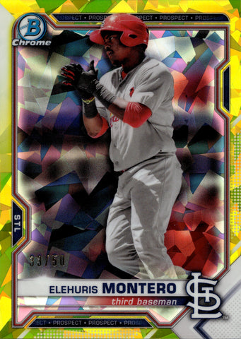 2021 Elehuris Montero Bowman Chrome Prospects YELLOW ICE 33/50 #BCP-116 St. Louis Cardinals