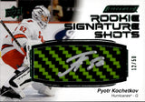 2022-23 Pyotr Kochetkov Upper Deck Engrained ROOKIE SIGNATURE SHOTS GREEN STICK AUTO 12/50 RC #RSS-PK Carolina Hurricanes