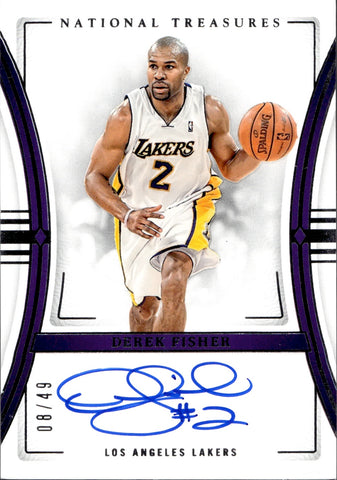 2023-24 Derek Fisher Panini National Treasures AUTO 08/49 AUTOGRAPH #S-DFS Los Angeles Lakers