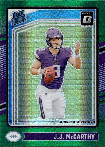 2024 J.J. McCarthy Donruss Optic GREEN HYPER RATED ROOKIE RC #235 Minnesota Vikings