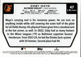 2025 Coby Mayo Topps Series 2 COSTCO FLAGSHIP EDITION ORANGE FOIL ROOKIE 20/25 RC #47 Baltimore Orioles