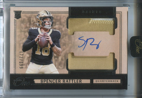2024 Spencer Rattler Panini One DUAL ROOKIE PATCH AUTO 173/199 AUTOGRAPH RELIC #49 New Orleans Saints